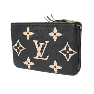 Louis Vuitton Leather Bag Pochette Black Empreinte Zip Double Shoulder